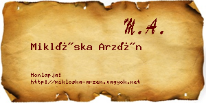Miklóska Arzén névjegykártya